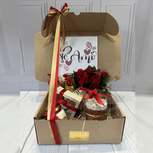 Beautiful breakfast in a special personalized box with personalized message.