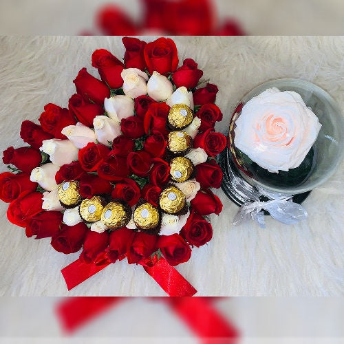 SWEET HEART + WHITE PRESERVED ROSE