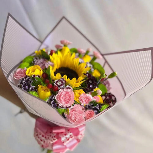 Charming Mixed Flower Bouquet with Sunflower