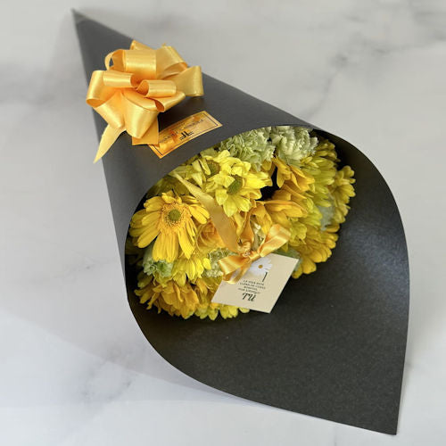 Yellow Flower Bouquet with Seasonal Foliage